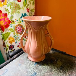 Vintage Salmon Pink McCoy Pottery Vase (den)