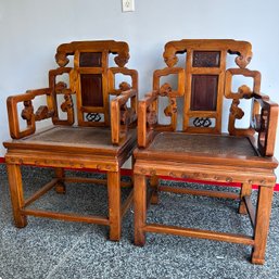 Pair Of Ornate Vintage Carved Wooden Chairs