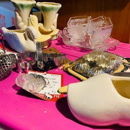 Mixed Lot Of Glass Creamer & Sugar Bowl With Tray, Kitchen Utentils, Cookie Cutter & More!  (Basement)