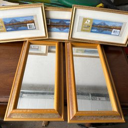 Three New Photo Frames And Pair Of Decorative Wall Mirrors (Garage)