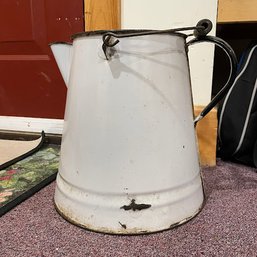 Vintage White Enamel Coffee Pot (Basement)