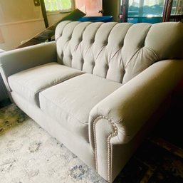 Grey Cloth Loveseat (has Some Light Scratches - From Cat Friendly Home) LR