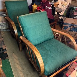 Vintage Cushioned Chair Pair (basement)