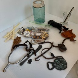 Lot Of Assorted Vintage Decorative Items - Old Western, Medical Supplies Etc. (NK)