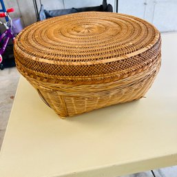 Large Woven Basket With Lid