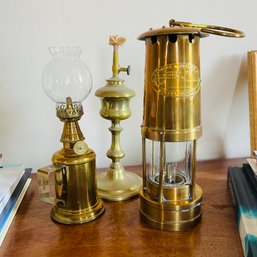 E. Thomas & Williams Ltd. Makers Miners Lamp And Other Brass Pieces (living Room)