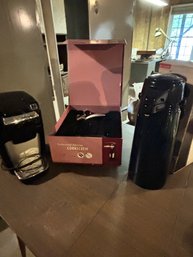 Set Of Kitchen Goods Kuerig, Coffee Carafe, Wine Opener Set(Basement)