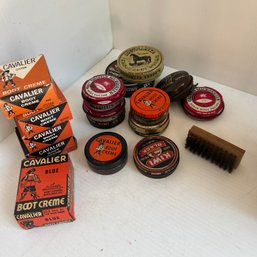 Lot Of Vintage Shoe Polish With Suede Brush (NK)