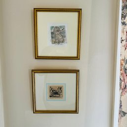 Carol Lummus Signed, Framed Print And B. Thomson Monoprint Crab Framed Print (living Room)
