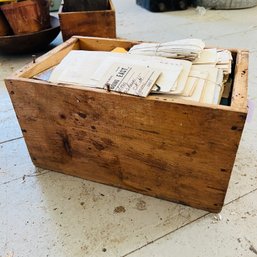 Small Wooden Crate With Vintage Letters And Paperwork (Upstairs Bedroom)