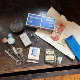 Vintage Odds And Ends: Marbles, Keys, Stamps, Matchbook, Etc. (Living Room)