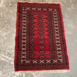 Vintage Red Patterned Area Rug - Approx. 2.5' X 4' (Basement)