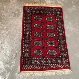 Vintage Wool Patterned Area Rug Made In Pakistan - Approx. 2' X 3' (Basement)