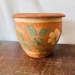 Terracotta Plater With Raised Floral Design (Loc: CH Garage)