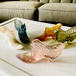 Lot Of 5 Vintage Fenton Glass Slippers / Boots (LR)