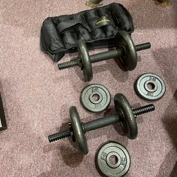 Pair Of Dumbells With Adjustable Weight And Gold's Gym Ankle Weights (Basement)