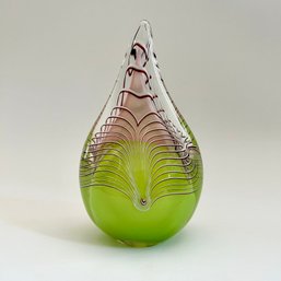 Vintage Polish Crystal Handblown Glass Teardrop Ornamental Keepsake Urn (Living Room)