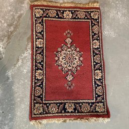 Vintage Red Patterned Area Rug - Approx. 1.5' X 2' (Basement)