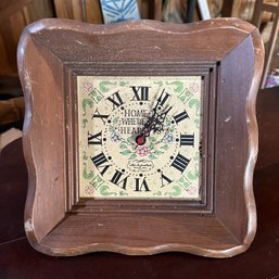 Vintage New England Clock 'Home Is Where The Heart Is' Wood Framed Clock (Barn)