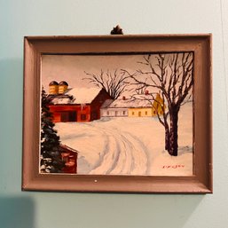 Framed And Signed Painting With Winter Scene (Hallway)