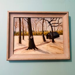 Framed And Signed Painting With Tree And Sap Bucket (hallway)