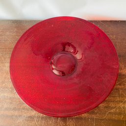 Large Decorative Red Glass Plate (Loc: CH Garage)