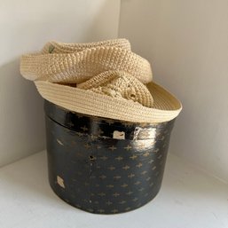 Two Vintage Woven Hats With Hat Box (NK)