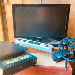 Small Samsung TV, Remote, Magnavox DVD Player & RCA Antenna (Barn)