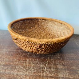Decorative Basket With Herringbone Weave (Loc: CH Garage)