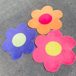 Three Small Colorful Flower Accent Rugs (Loc: CH Garage)