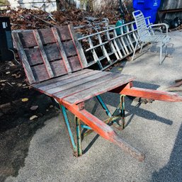 Vintage B & T Jackson Manufacturing Wood & Metal Wheelbarrow (driveway)