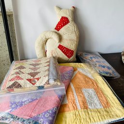 Quilt Kitty, Pillow Covers, And Assorted Quilt Fabrics (NK)