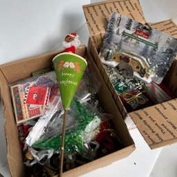 Two Boxes Of Assorted Christmas Ornaments/decorations (NK)