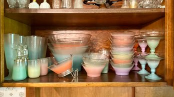 Wow! HUGE Lot Of MCM BLENDO Frosted Glass Colored Barware, Drinkware (DR)