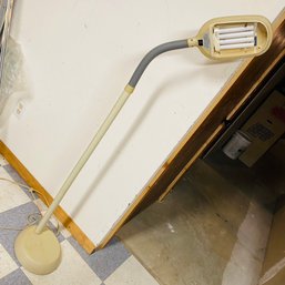 Vintage Tan Workshop Floor Lamp With Adjustable Head (Basement Workshop)