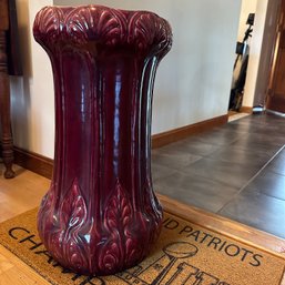 Beautiful Cranberry Pottery Umbrella Stand (entry)