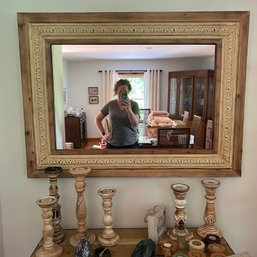 Large Wood And Tin Wall Mirror (DR)