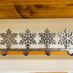 Adorable Dark Finish Metal Snowflake Stocking Holders - Set Of Four (Basement Workshop)