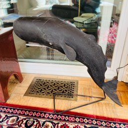Carved Wood Whale Sculpture (sunroom)