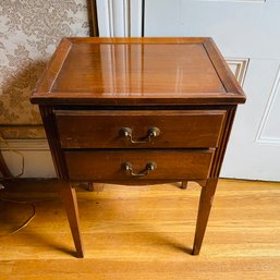 Vintage Wood-Finish Two-Drawer Side Table (Spare Room)
