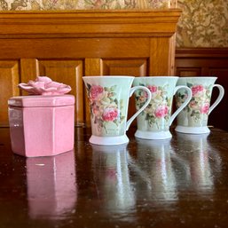 Floral Ceramic Mugs With Pink Ceramic Box (entry)