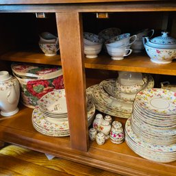 Huge Lot Of H & C Heinrich Coquette China, Dishes, Cups, Platters, Teapot, & Storage Bags (Dining Rm In Hutch)