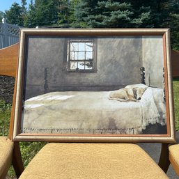 Framed Reproduction Of Wyeth's 'master Bedroom' Paperboard Framed Art