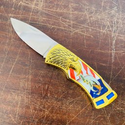 Small Stainless Steel Patriotic Pocket Knife (Loc: CH Garage)