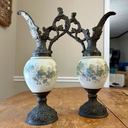 Pair Of Antique Mantle Ewers, Urns (Bed)