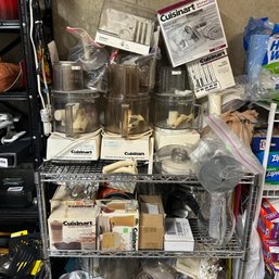 Shelf Lot Of Cuisinart Food Processors & Supplies (LEFT)