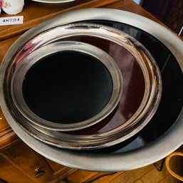 Set Of 3 Round Mirrored Trays - Fortin-Gage, Ltd, Nashua (Dining Room)