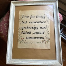 Vintage Framed 'Live For Today' Quote  (B2)