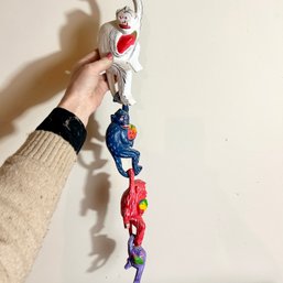 Painted Wooden Hanging Chain Of Monkeys