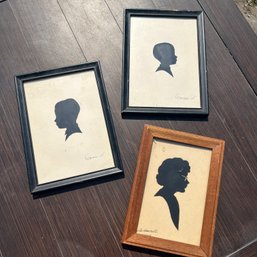 Trio Of Artist Signed Vintage Silhouette Art